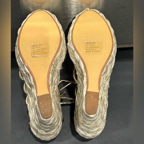 COLIN STUART Wedge shoes, ankle strap gold laces - Picture 6 of 11